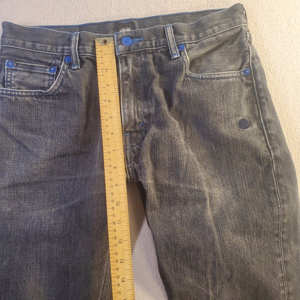 Stussy x Levis Black Denim Jeans Mens 30x28 SS505 Faded Streetwear Straight Leg - Picture 8 of 16
